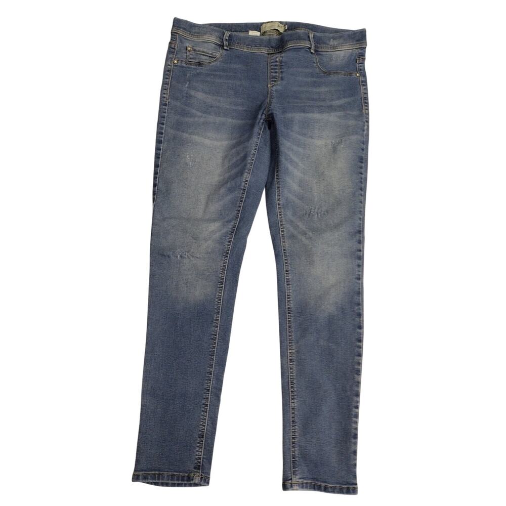 GEF France Womens Skinny Jeans Size 14 Light Wash Denim Pull On Stretch Mid Rise